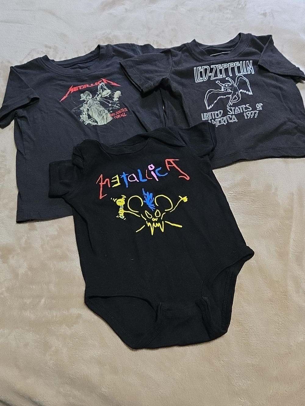 Black Graphic Rocker Tops